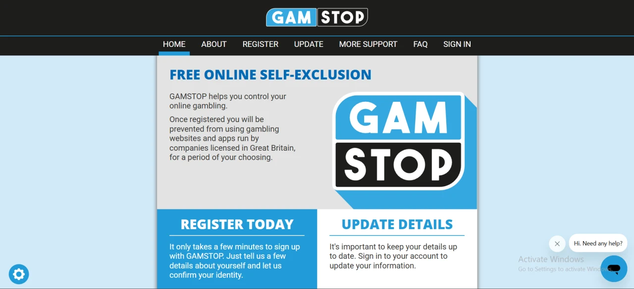 GamStop Homepage